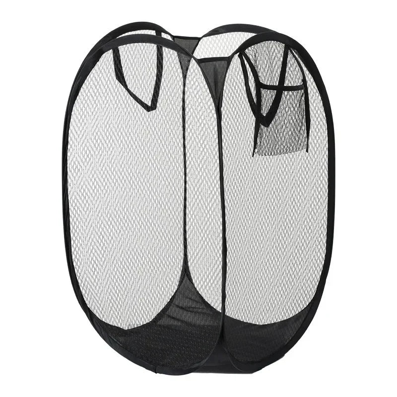 Laundry Basket Collapsible Pop-up Mesh Laundry Basket Clothes Hamper For Dirty Clothes Organizer In Bathroom Washing Room Home