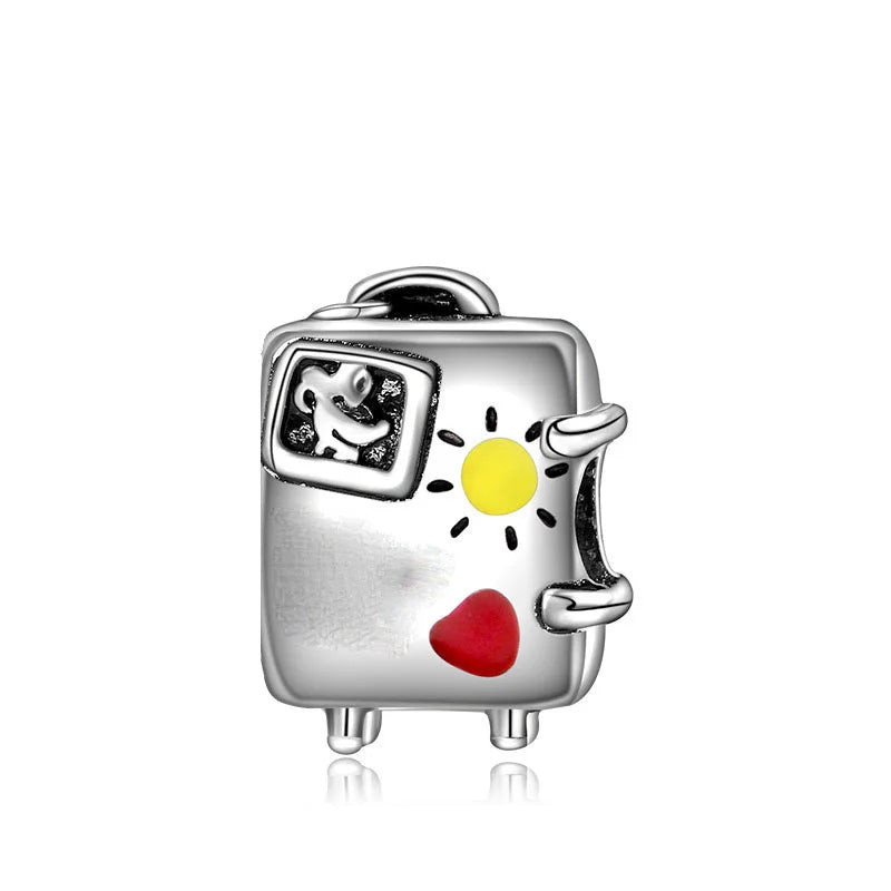 Hot Sale 925 Silver Plane Passport Donut Speedboat Motorbike TV Charm Bead Diy Fit Original Pandent Charms Bracelet Jewelry