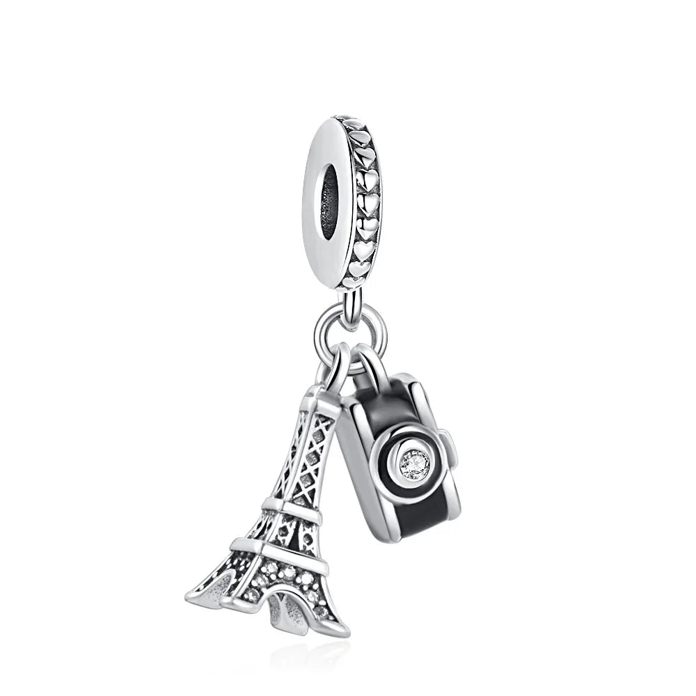 Hot Sale 925 Silver Plane Passport Donut Speedboat Motorbike TV Charm Bead Diy Fit Original Pandent Charms Bracelet Jewelry