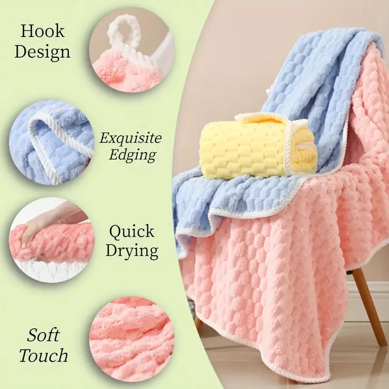 Large Bath Towels, Made of Thick Solid Color Coral Fleece Microfiber, Highly Absorbent, Quick-Drying, Soft, And Comfortable.