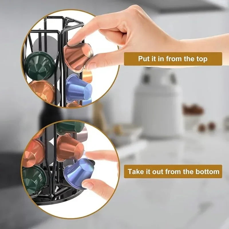 60 Pods Coffee Capsule Holder Black Gold Silver for 60 Nespresso Coffee Capsules Capsule Dispenser Capsule Holder Pod Stand