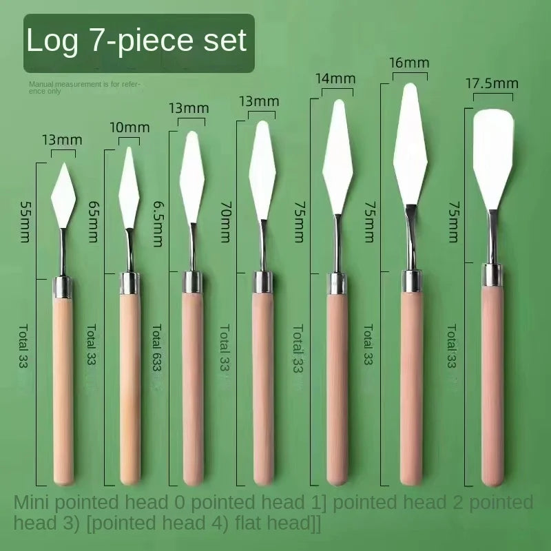 7Pcs Stainless Steel Palette Knife Gouache Palette Kit Oil Painting Supplies Fine Art Knife Painting Tool Set Flexible Blades