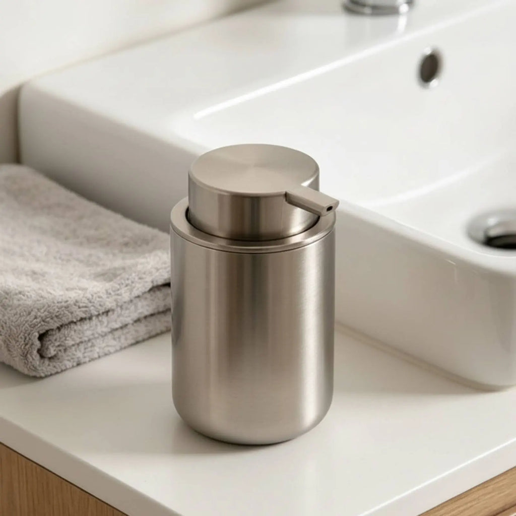 Stainless Steel Soap Dispenser Refillable Stainless Steel Soap Pump Bathroom Pump Bottle Elegant Design Home Accessory for Sink