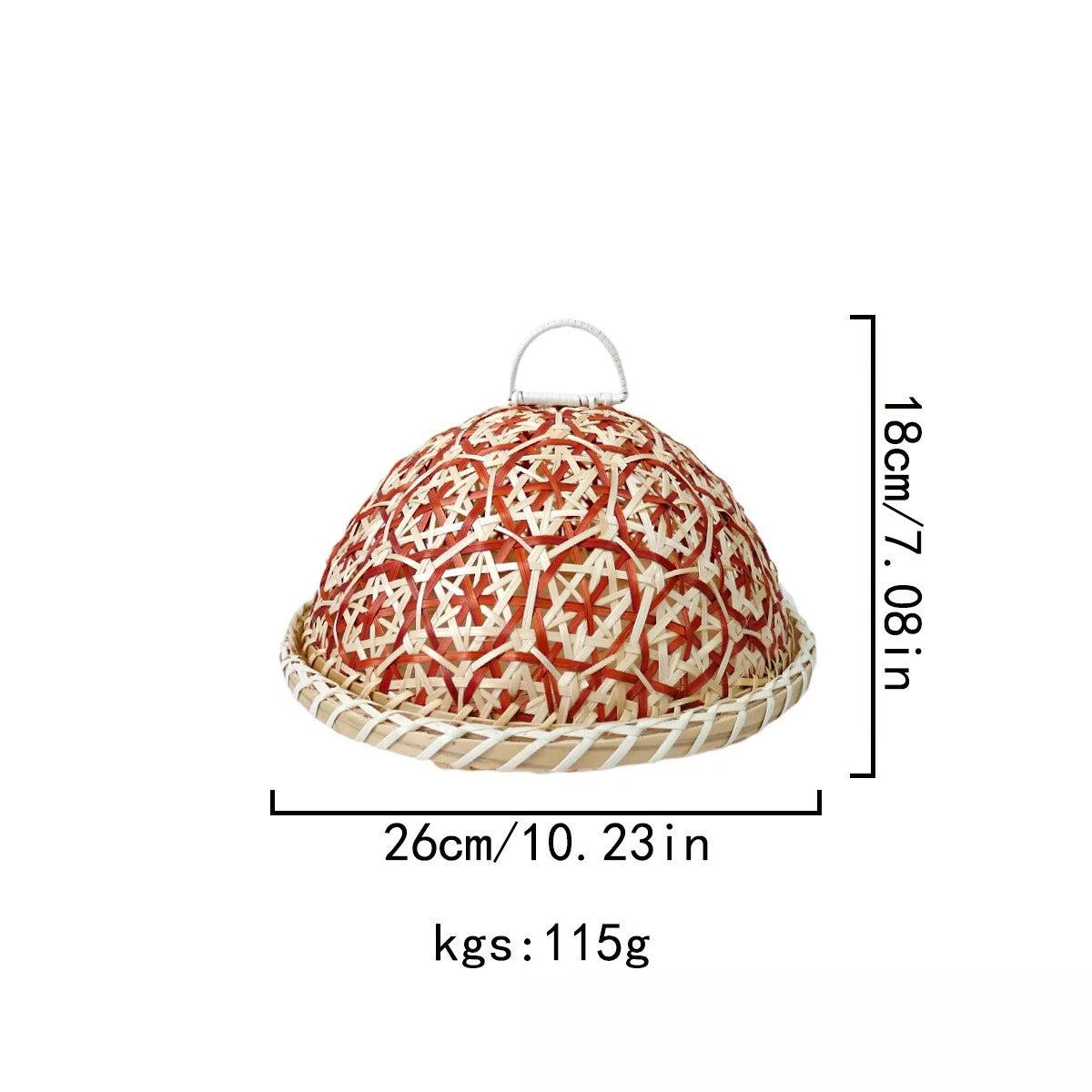 Handmade Rattan Style Round Fruit Basket with Lid Insect Proof Table Cover Multi Functional Storage for Bread Fruit Leftovers