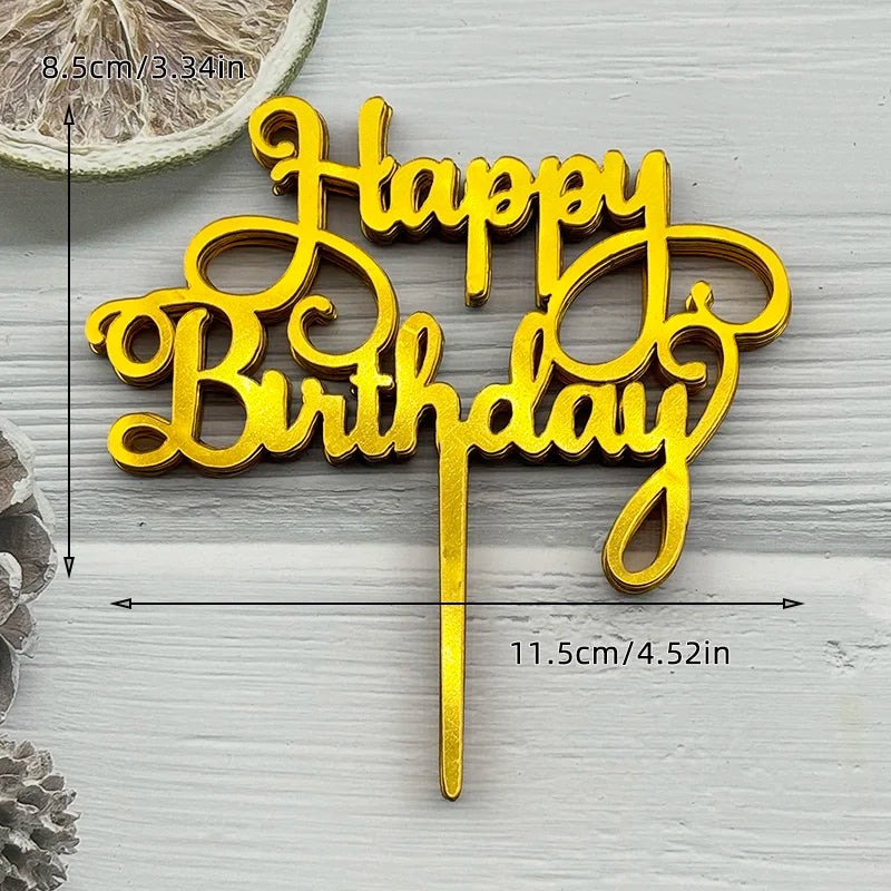 10Pcs Universal Acrylic Cake Topper Ornaments Fashionable Multicolor Decor for Men Women Birthday Baby Shower Party Supplies
