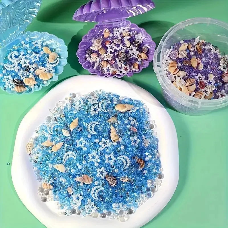30g Ocean-Themed Epoxy Resin Filling - Star, Moon, Shell Shapes, Blue & Purple Shells, Crabs, Starfish, and Sparkling Decoration