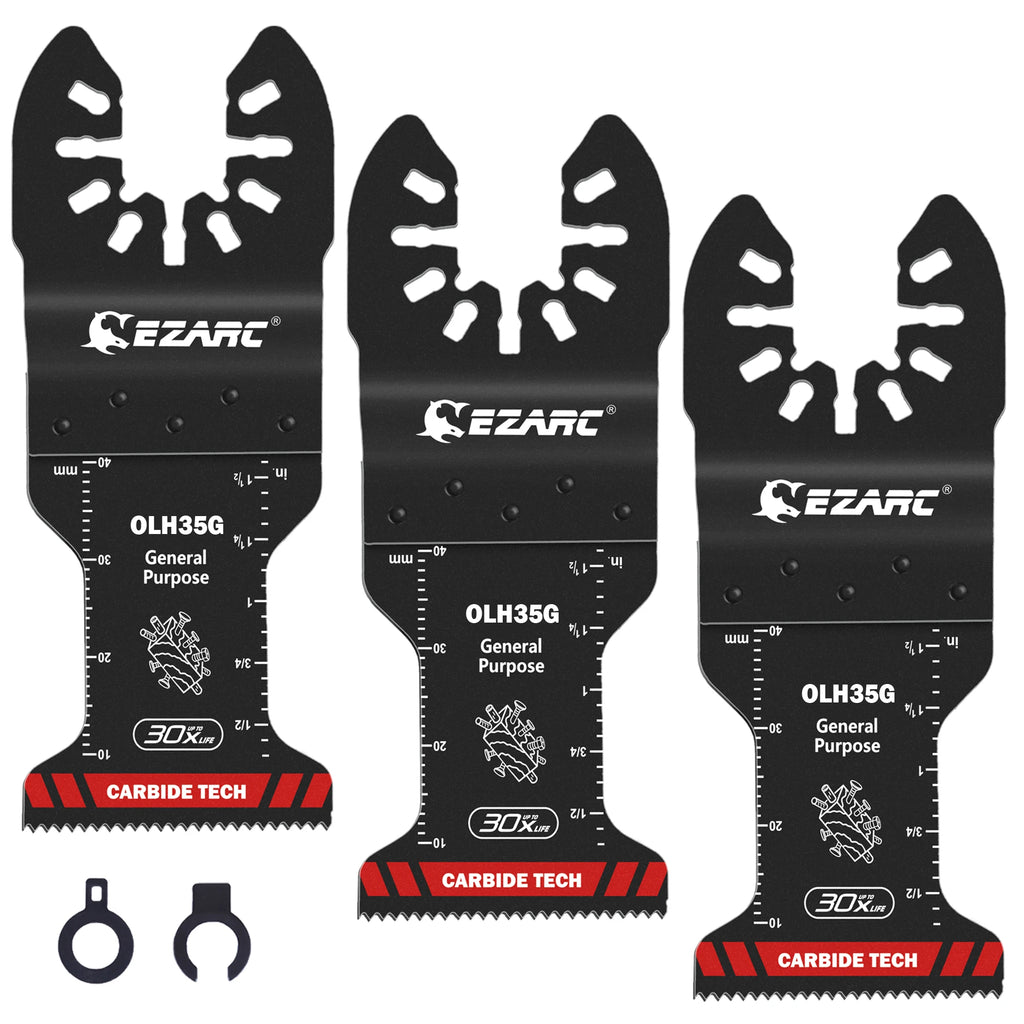 EZARC General Purpose Multitool Blades 3PC Carbide Oscillating Saw Blades Quick Release for Metal Nails Wood Plaster Drywall PVC