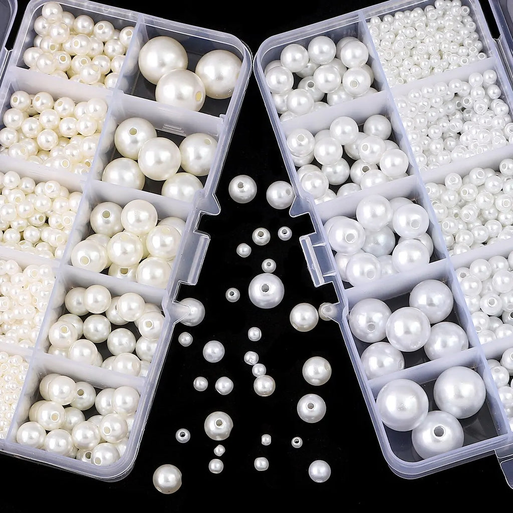 About 800pcs ABS Pearl Set Box Beads DIY Handmade Earrings, Bracelets, Necklaces, Mobile Phone Chains and Decorations