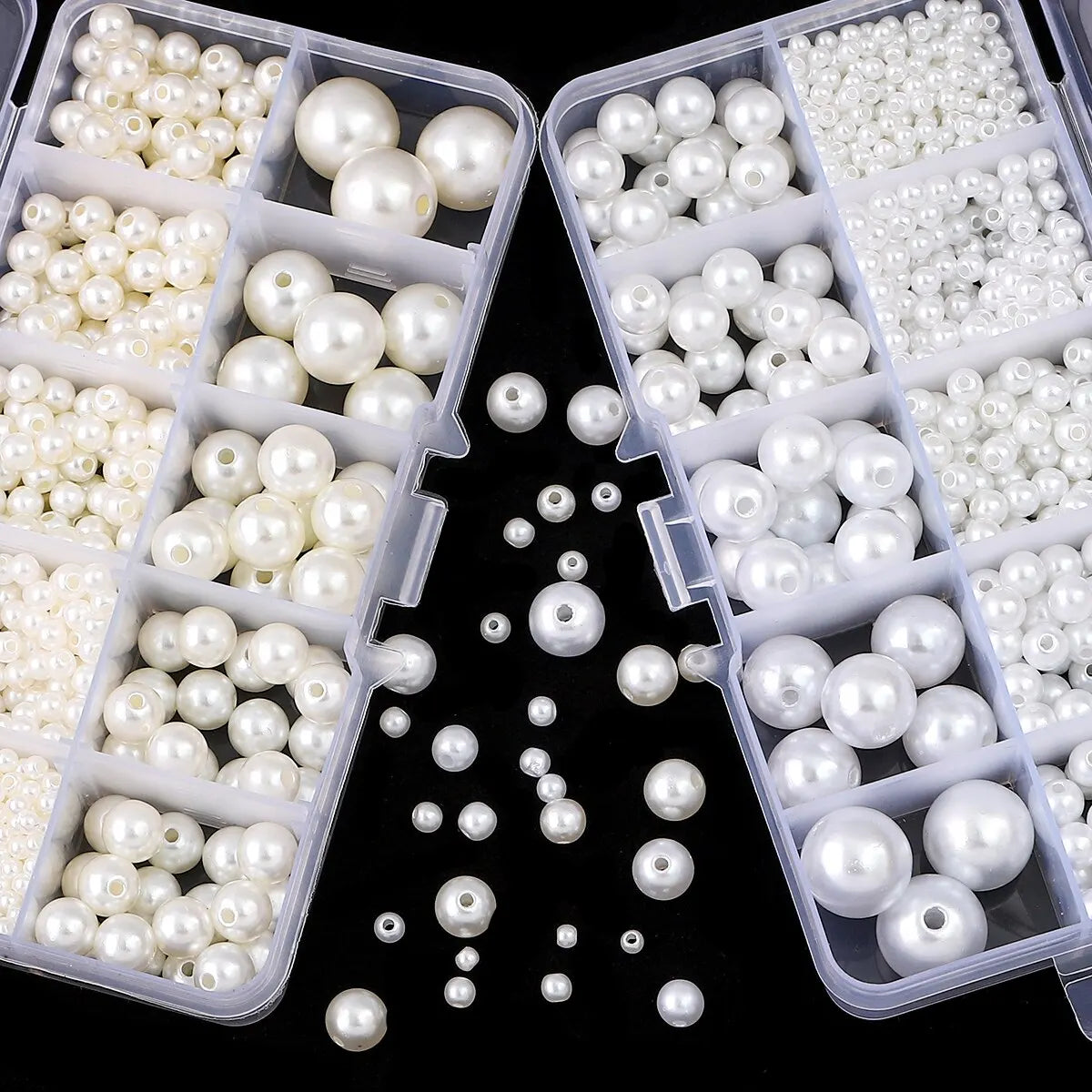 About 800pcs ABS Pearl Set Box Beads DIY Handmade Earrings, Bracelets, Necklaces, Mobile Phone Chains and Decorations
