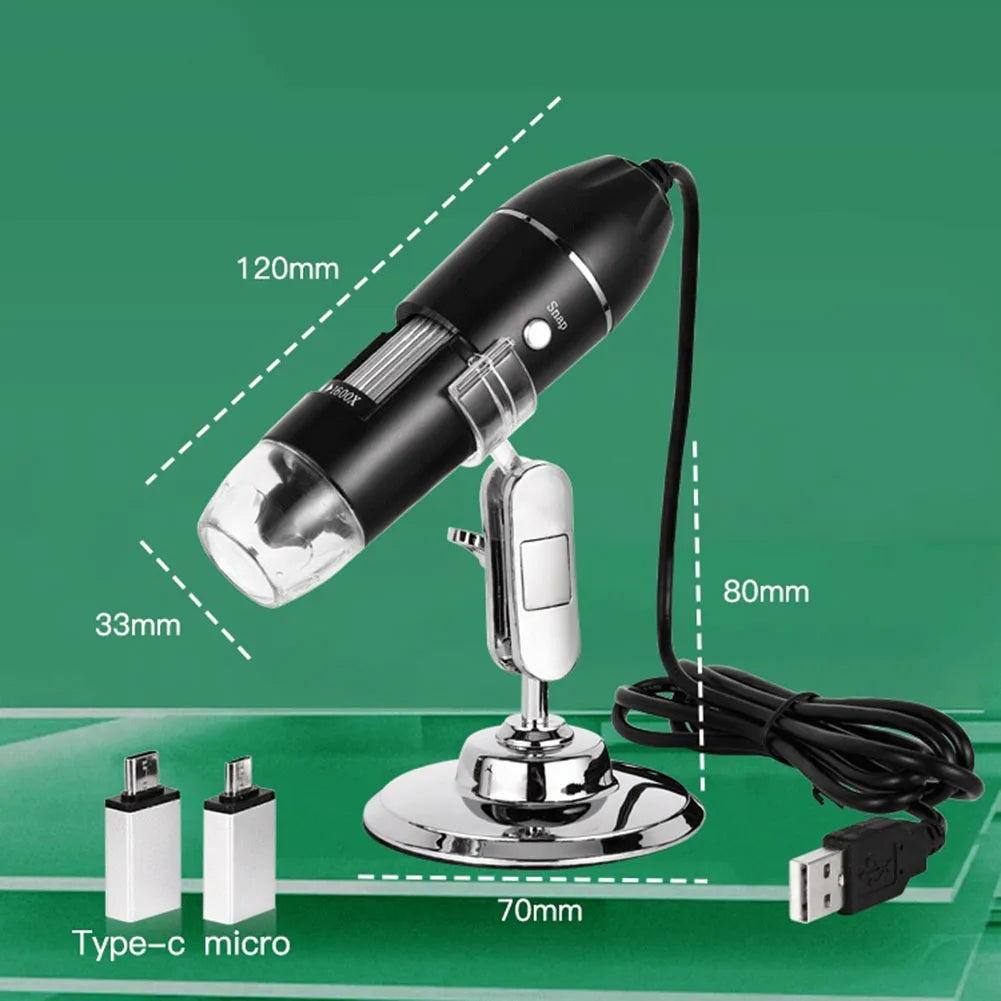500X/1000X/1600X Digital Microscope Camera Type-C USB Portable Electronic Microscope For Soldering LED Magnifier Phone Repair