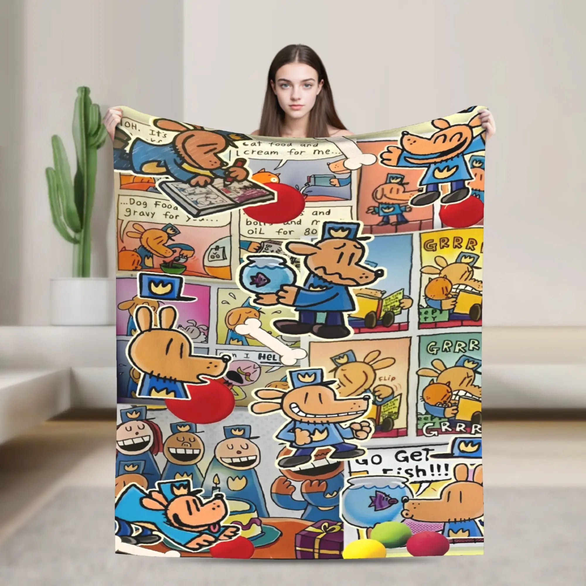 Dog Man Dogman Movie Comic Blanket Cartoon Flannel Vintage Warm Throw Blanket for Coverlet Spring/Autumn