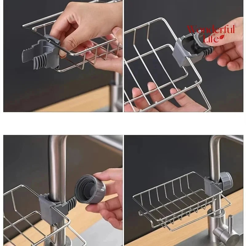 1/2Pcs Stainless Steel Sink Drain Rack Storage Faucet Holder Soap Drainer Towel Rack Shelf Organizer Kitchen Accessories Kitchen