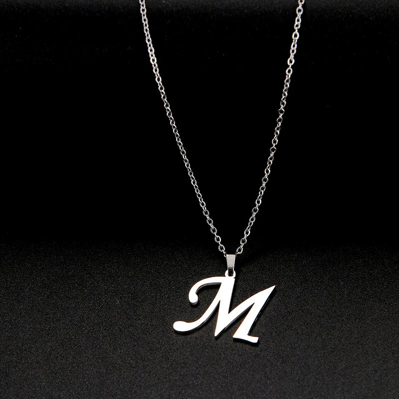 316L Stainless Steel Necklace A To Z 26 Letters Initial Minimalist Necklaces For Women Big Alphabet Pendant Gifts Jewelry gift