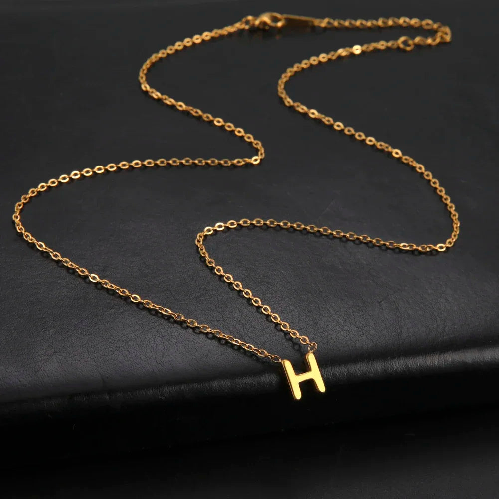 Unift Alphabet A-Z Initial Name Necklace for Women Letter Pendant Clavicle Chain Choker Trendy Jewelry Family Accessories Gift