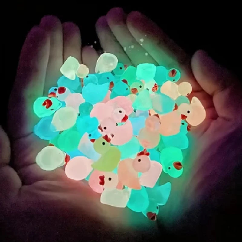 Luminous Duckling Cute Animal Ornament diy Car Ornament Bedroom Decoration Accessories Micro Landscape Ornament 100Pcs