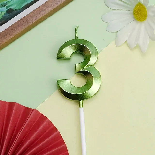 Vibrant Blue Pink Green 1pcs 0-9 Number Candles Decor for Kids Happy Birthday Event Anniversatires &Parties Decoration DIY