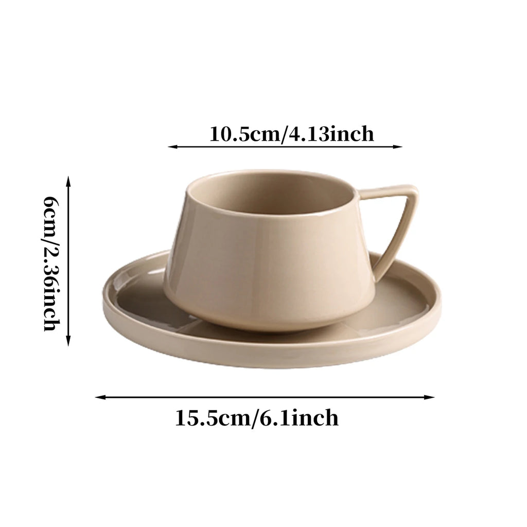 1pc 320ml simple ceramic coffee cup and saucer exquisite instant cup mug saucer for office afternoon tea