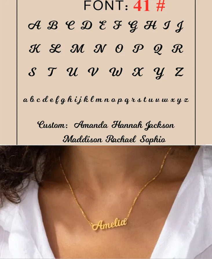 Custom Name Necklace Personalized Golden Choker Stainless Steel Necklaces For Women Man Customized Jewelry Couple Gift
