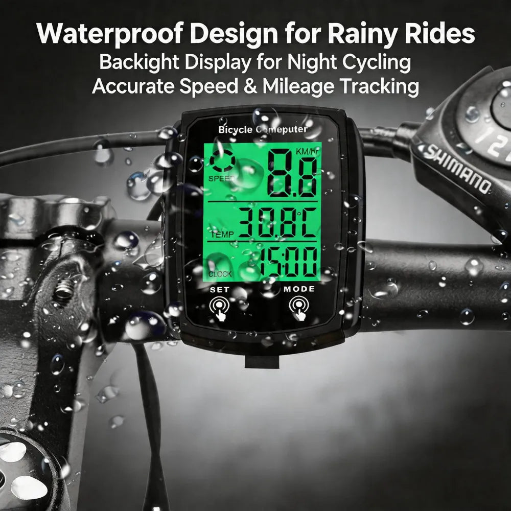 Bicycle Computer, Odometer, LCD Display, Cable Cycling Speedometer, Mountain Bike Speedometer, Bicycle Accessories