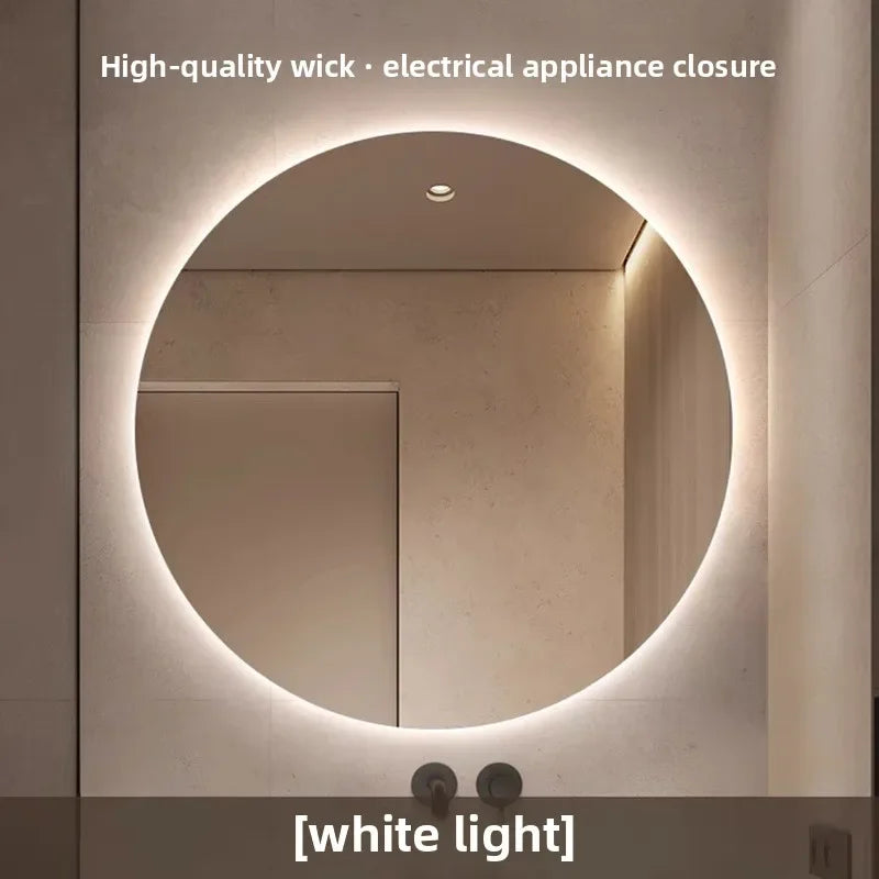 Mirror Round Mirror Wall-mounted Smart Bathroom Mirror LED Touch Screen High Definition Anti-fog Luminous Wall-mounted
