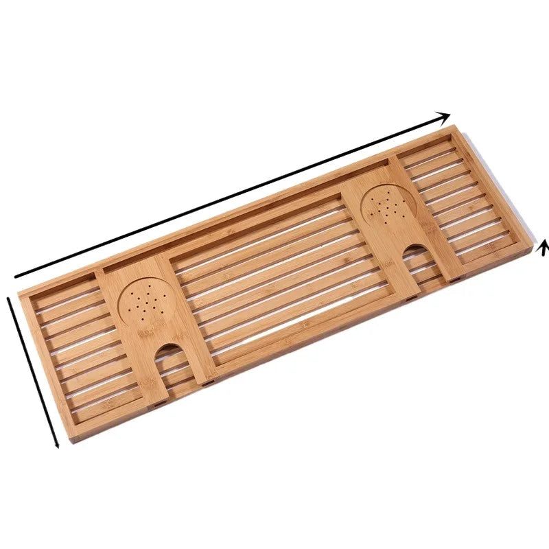 Minimalist Bamboo Bathtub Rack Simple Wooden Bath Shelf Storage Tray Tub Caddy for Guesthouse Soaking Essentials