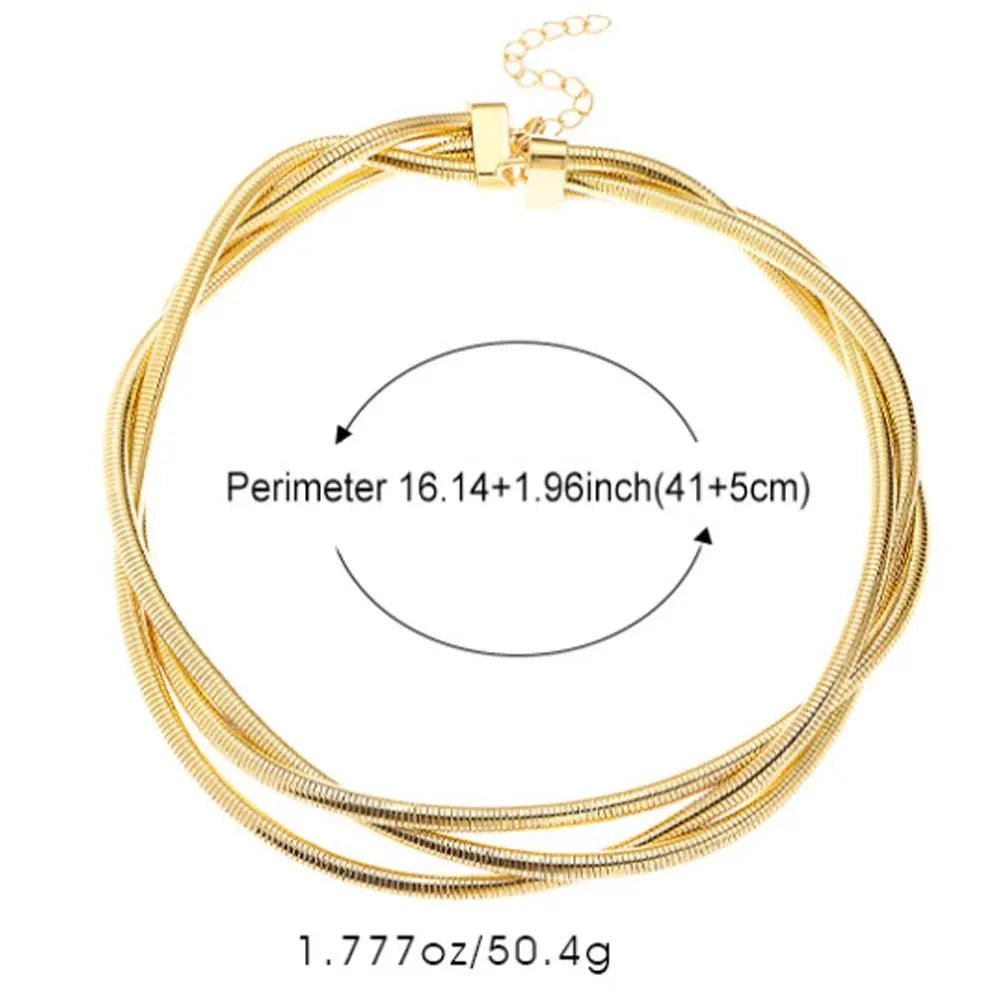 New Punk Style Gold Color Multilayer Wrap Necklace for Women Fashion Simple Design, Trendy Holiday Party Jewelry Accessories