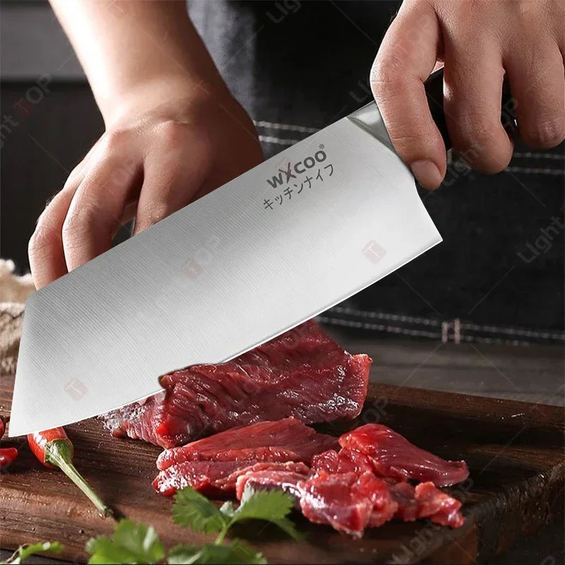 WXCOO Professional Knives Utility Japanese Chef's Knife Stainless Steel Fish Boning Fruit Slicing BBQ Cutter Kitchen Bag