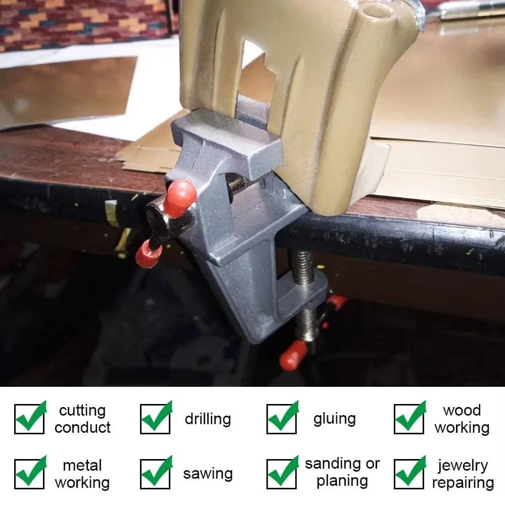 Mini Bench Vise Muliti-Funcational 3.5&quot Aluminum Miniature Small Jewelers Hobby Clamp On Table Flat Pliers Tool Vice