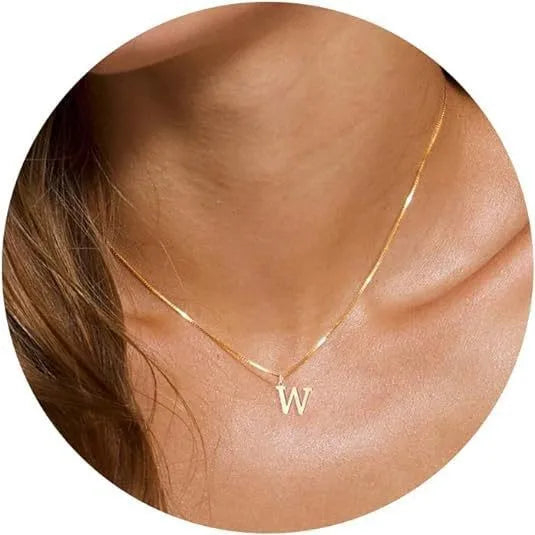 A-Z Initial Necklace 18K Gold Plated Necklace Cute Letter Stainless Steel Necklace for Women