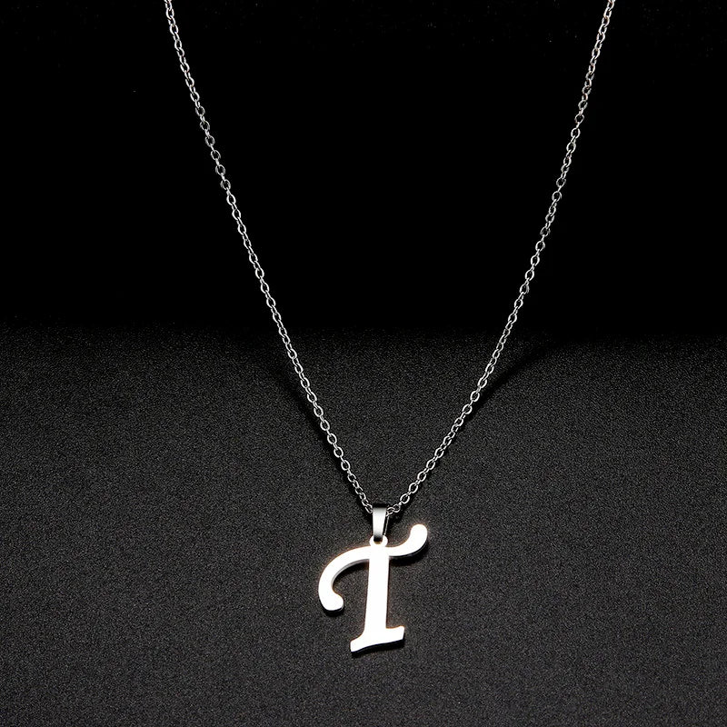 316L Stainless Steel Necklace A To Z 26 Letters Initial Minimalist Necklaces For Women Big Alphabet Pendant Gifts Jewelry gift
