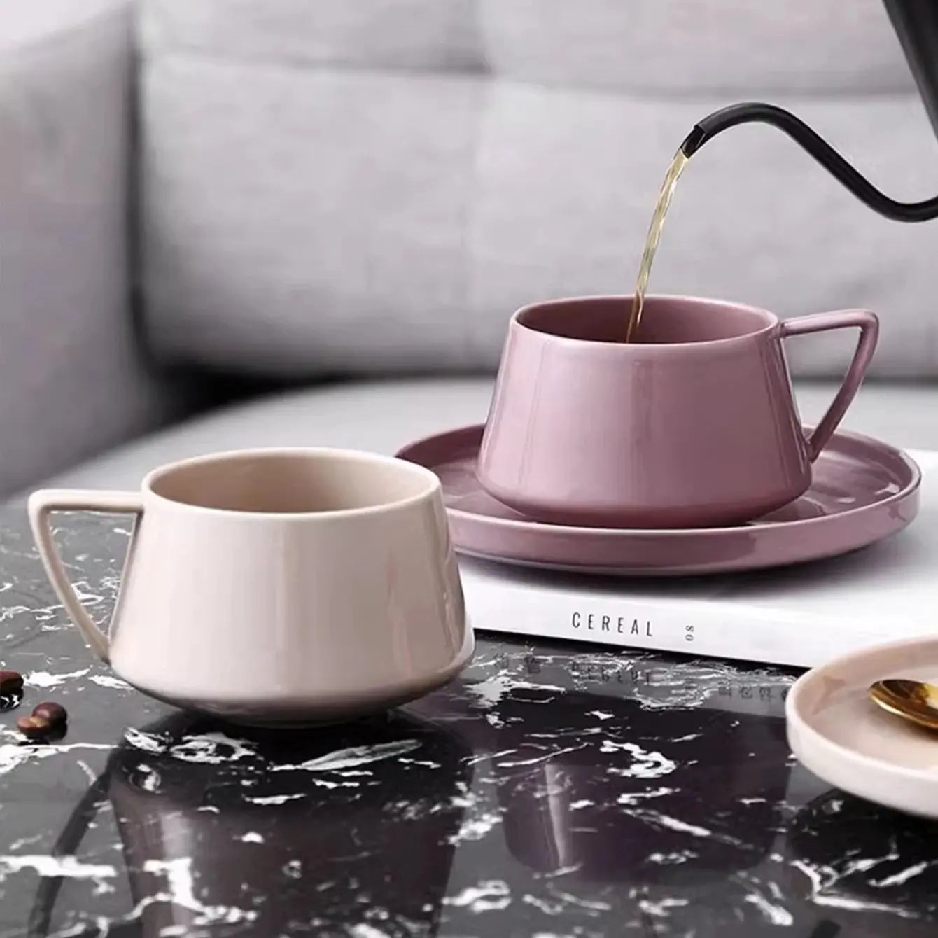 1pc 320ml simple ceramic coffee cup and saucer exquisite instant cup mug saucer for office afternoon tea