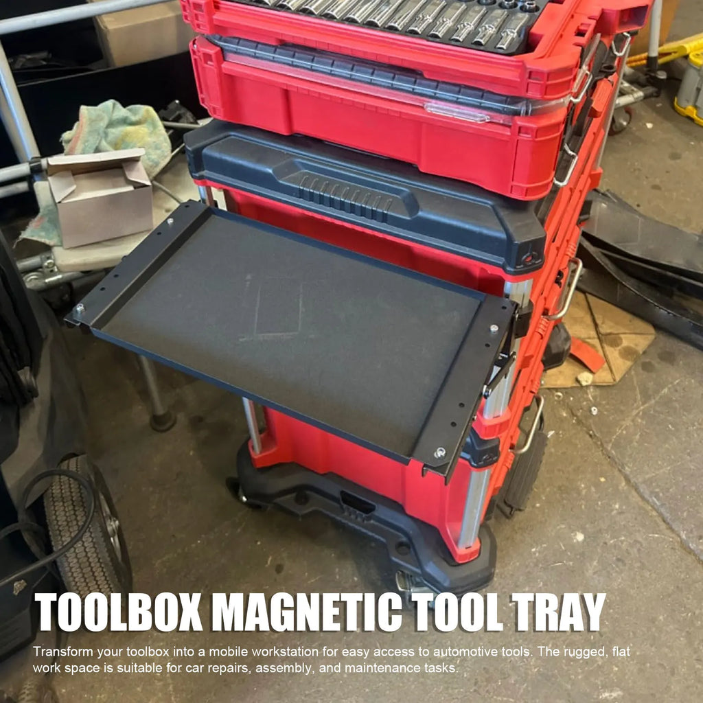 Toolbox Folding Side Table Toolbox Magnetic Tool Tray 325mmx195mm Multifunctional Rubber Coated Tray Heavy Duty for Assembly