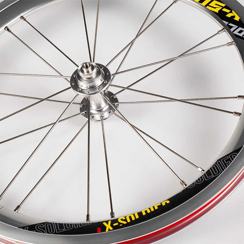 CNC Bicycle Wheelset For Brompton Bike V Brake Wheels, 16" 349 Front 74mm Rear 112mm, Compatible With SHIMANO/SRAM 9/10/11 Speed