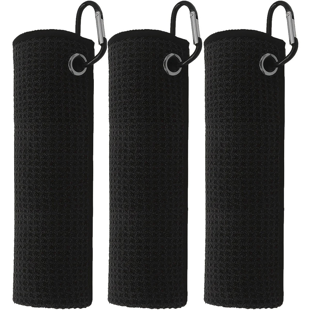3 Pack Golf Towels, 30cm*30cm,11.81in*11.81in, Microfiber Waffle Pattern Golf Towel-Contains Golf Towels in Three Colors of Blac