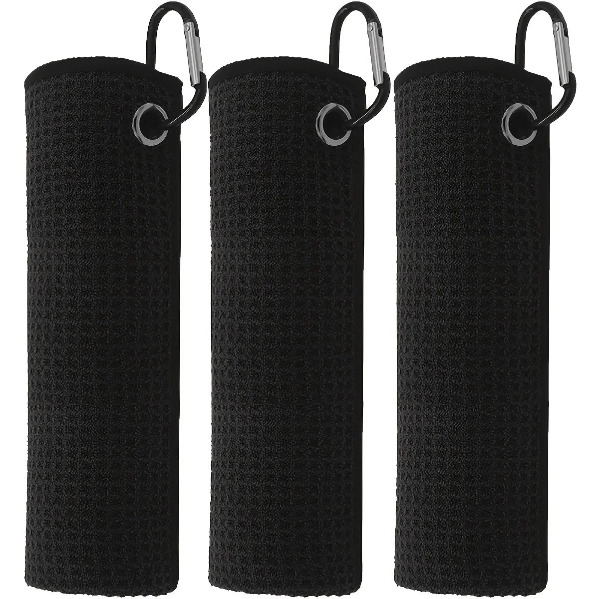 3 Pack Golf Towels, 30cm*30cm,11.81in*11.81in, Microfiber Waffle Pattern Golf Towel-Contains Golf Towels in Three Colors of Blac