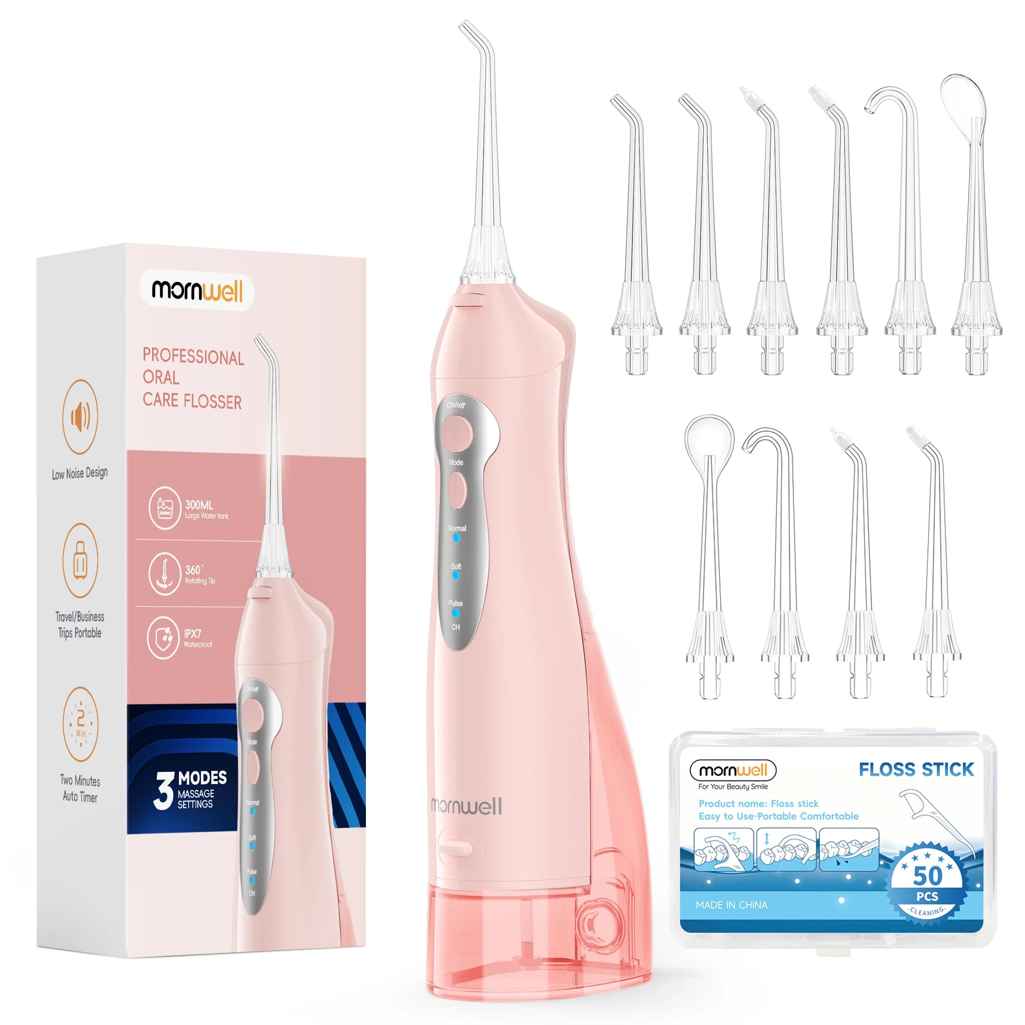 Water Flosser - 300ml Rechargeable 6 Nozzles