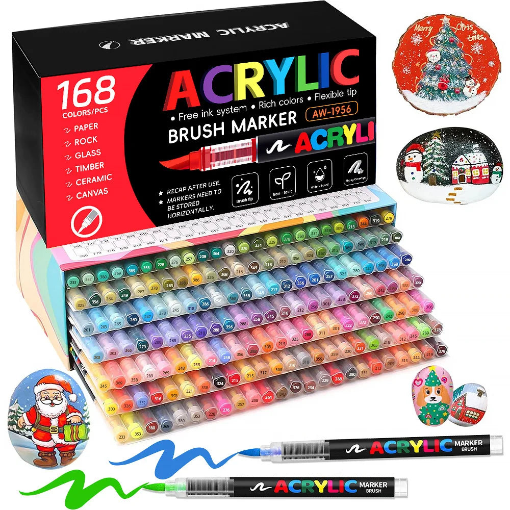 12-168 Colors Direct Liquid Marker Pen Set,DIY Hand Drawn,Graffiti Paint Art Acrylic Paint Pens,Perfect for Artist/Student