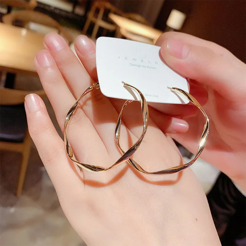 Big Hoop Earrings Ring Round Female Ear Rings Gold Color Large Circle Earring Huggies Personality Fashion Jewelry GiftsWholesale