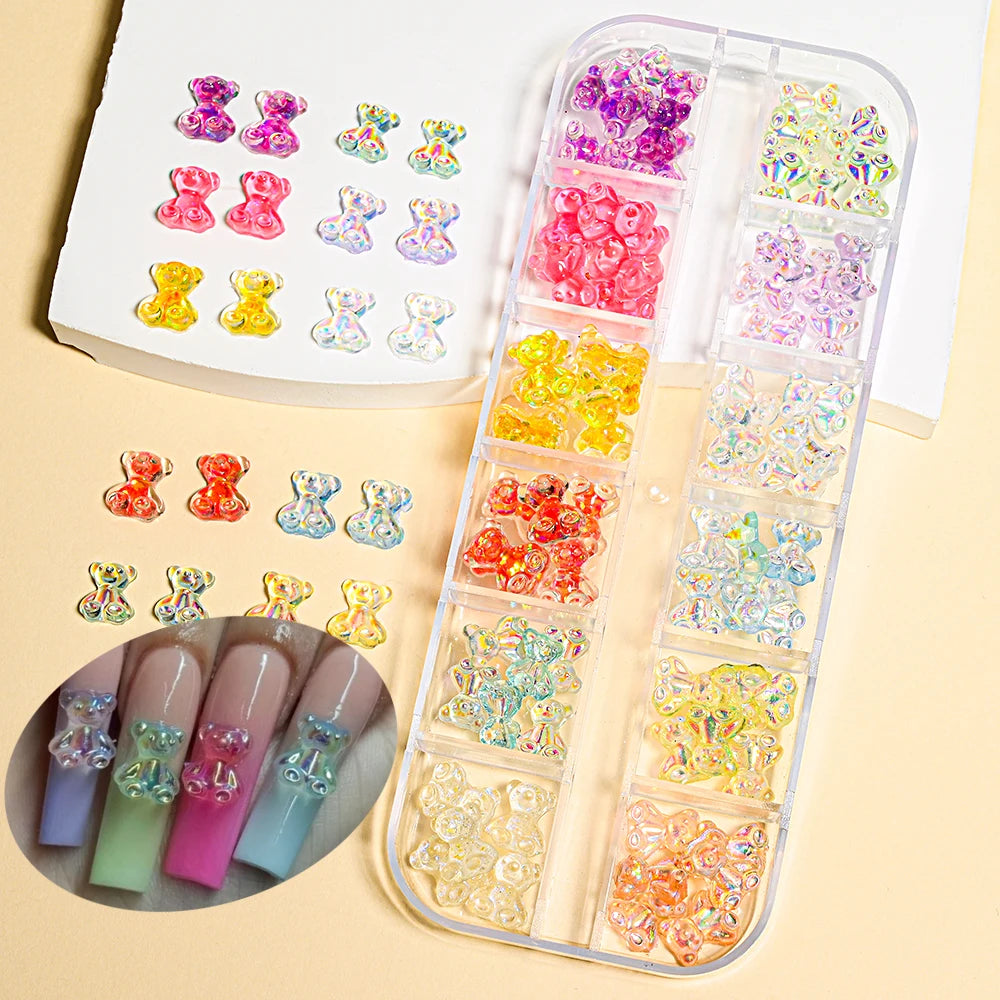 Nail Art Rhinestones Kit 2400pcs Nail Gems Ab Flatback Rhinestones Gems Stones with Storage Organizer for Design Bright Holiday