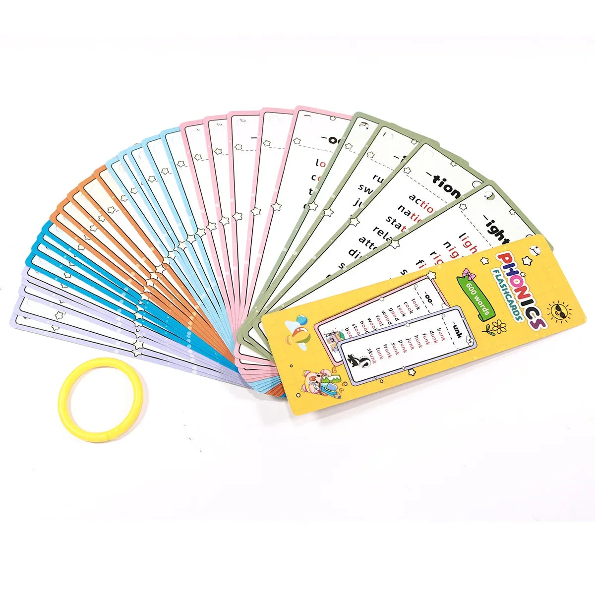 31 Sheets Flash Card 600 Words Phonics Children's Early Childhood Education Kit Portable Memory for Natural Phonics