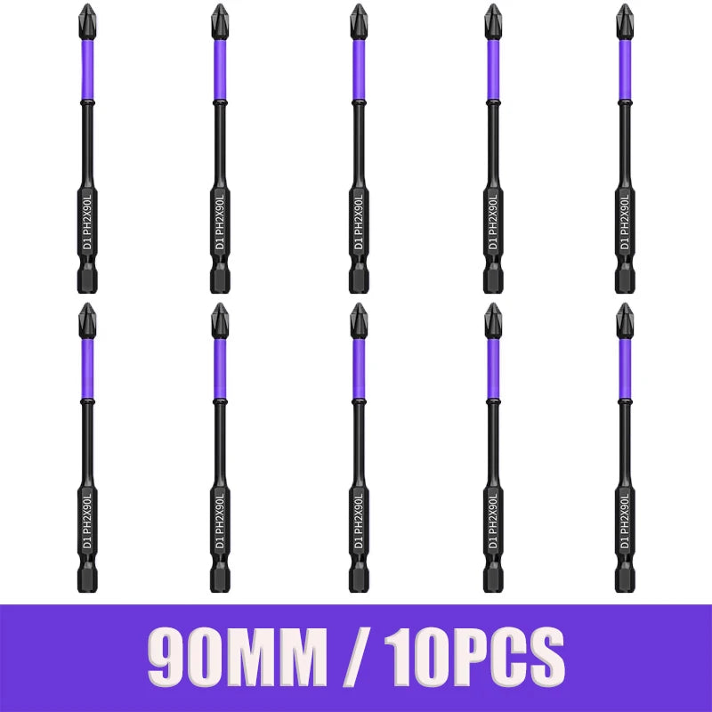 Magnetic Screwdriver Bit Set PH2 Phillips 25-150mm Anti-slip Shockproof Alloy Steel Impact Drill Bits for Outdoor Decoration