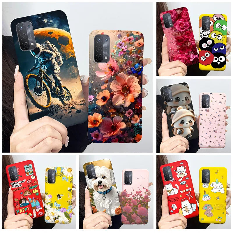 For Oppo A54 5G A74 5G A93 5G Case Soft TPU Silicone Cover Cute Astronaut Panda Phone Case CPH2195 CPH2197 CPH2263 Coque Funda