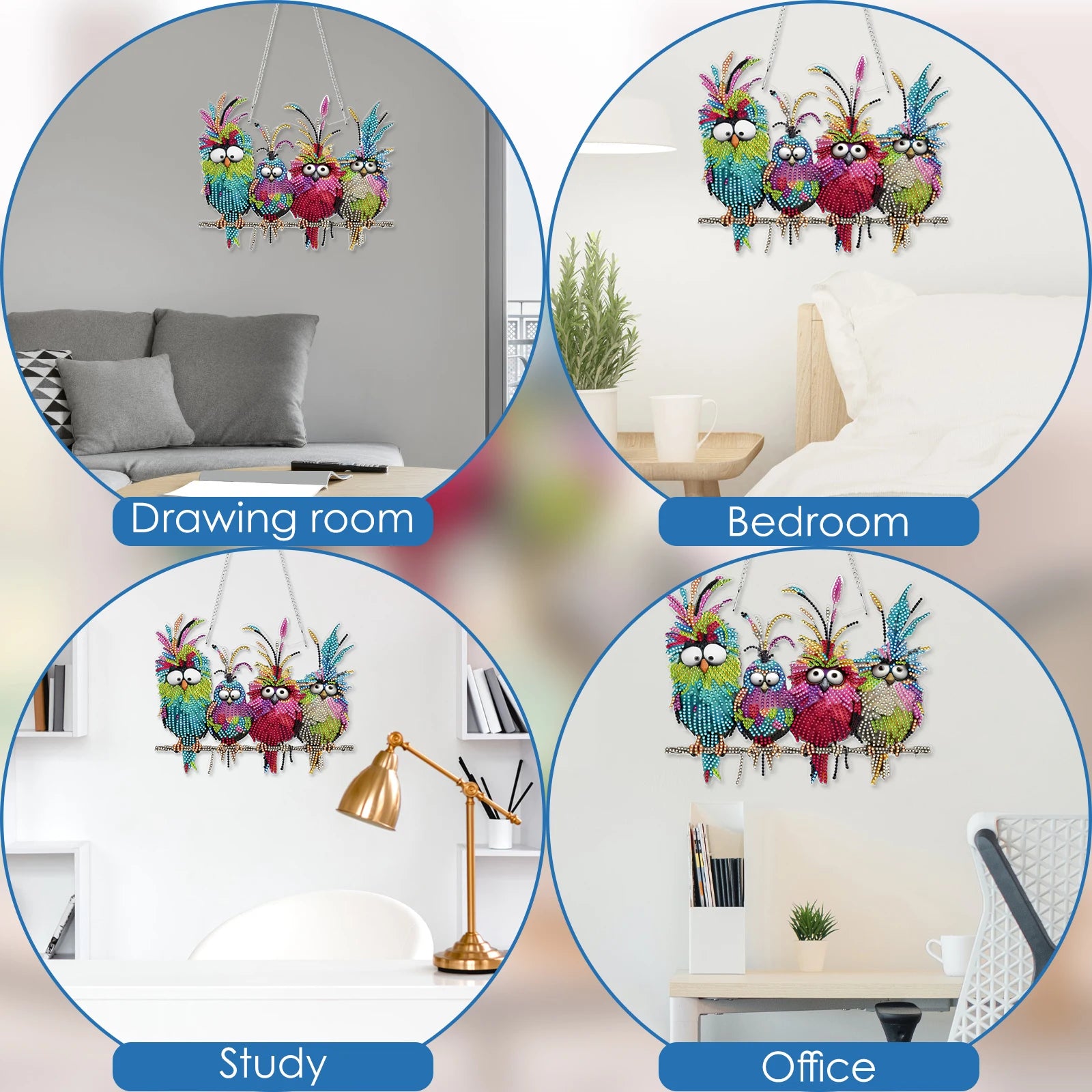 Diamond Art Painting Kit Double Sided 5D DIY Diamond Painting Kits Hanging Decor for Wall Window Home Ornament Hanging Decor