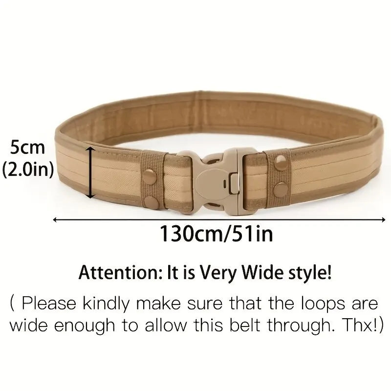 Neutral Wide Nylon Tactical Belt, Camouflage Oxford Cloth Design, Sturdy Waist Strap for Outdoor Mountaineering, Work & Training