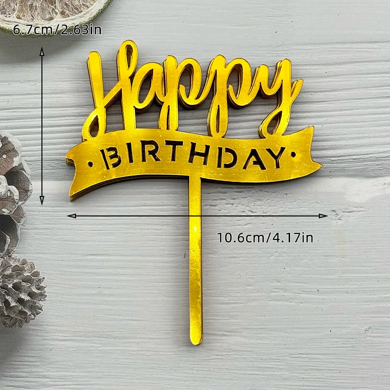 10Pcs Universal Acrylic Cake Topper Ornaments Fashionable Multicolor Decor for Men Women Birthday Baby Shower Party Supplies