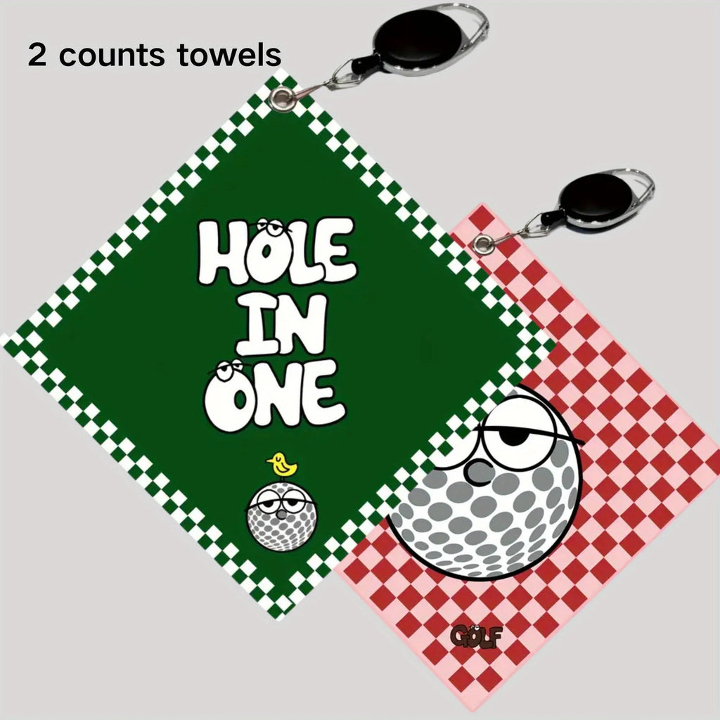 2 counts New High Quality Golf Towels Fashionable and Double Sided Print Telescopic Hook Quick Drying Super Absorbent Soft Fast