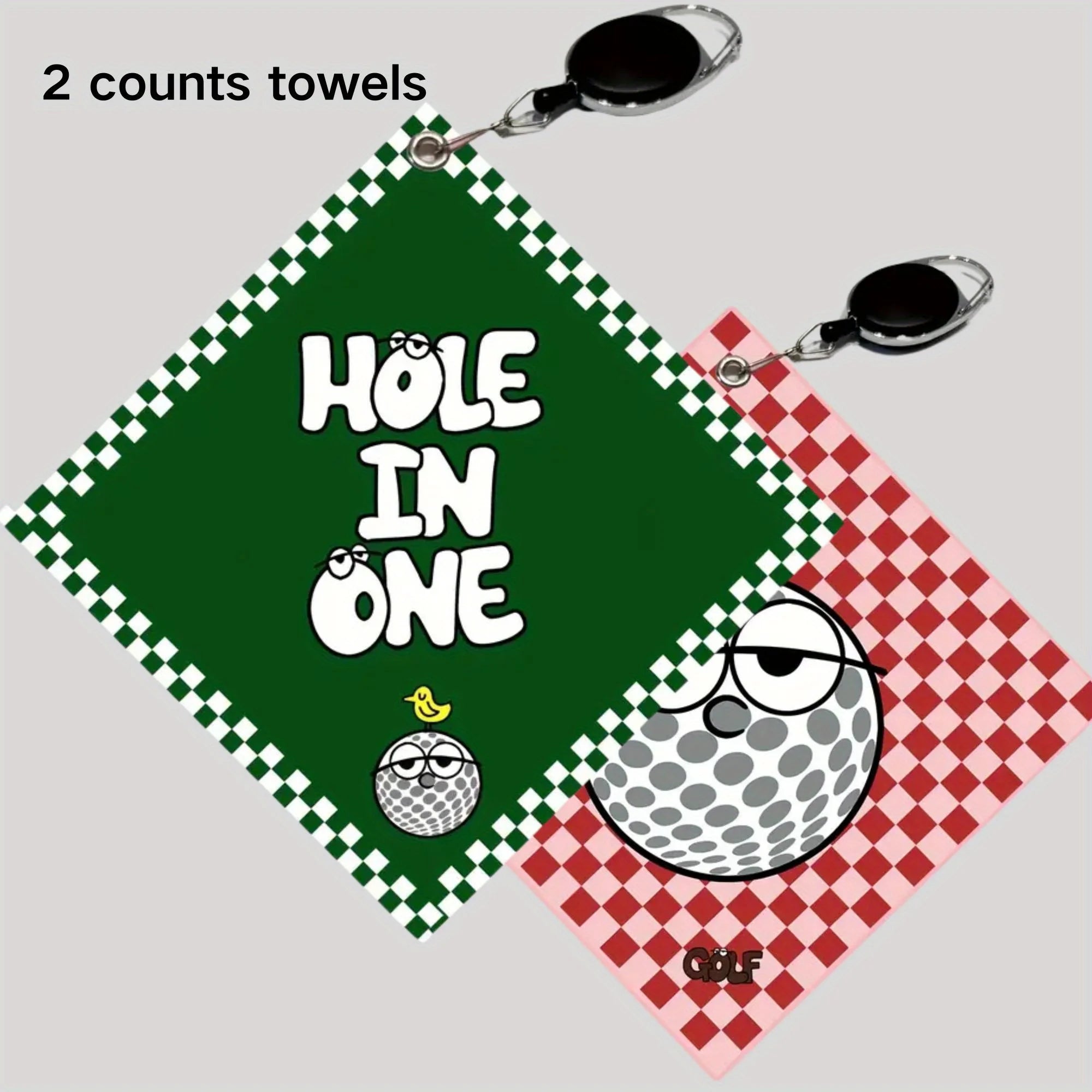 2 counts New High Quality Golf Towels Fashionable and Double Sided Print Telescopic Hook Quick Drying Super Absorbent Soft Fast
