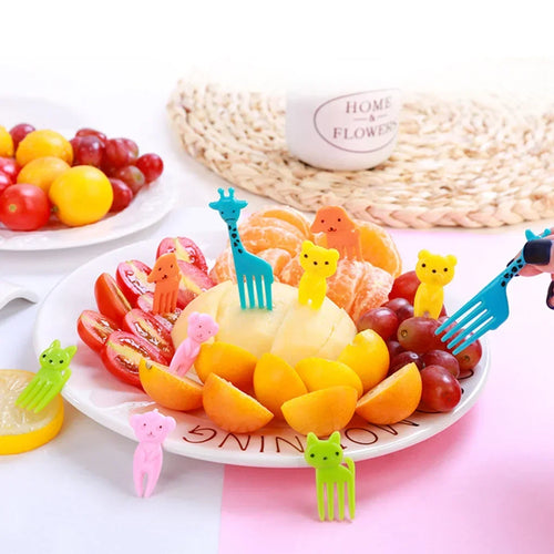 10pcs Animal Farm Fruit Fork Mini Cartoon Children Snack Cake Dessert Food Pick Toothpick Bento Lunches Party Christmas gift