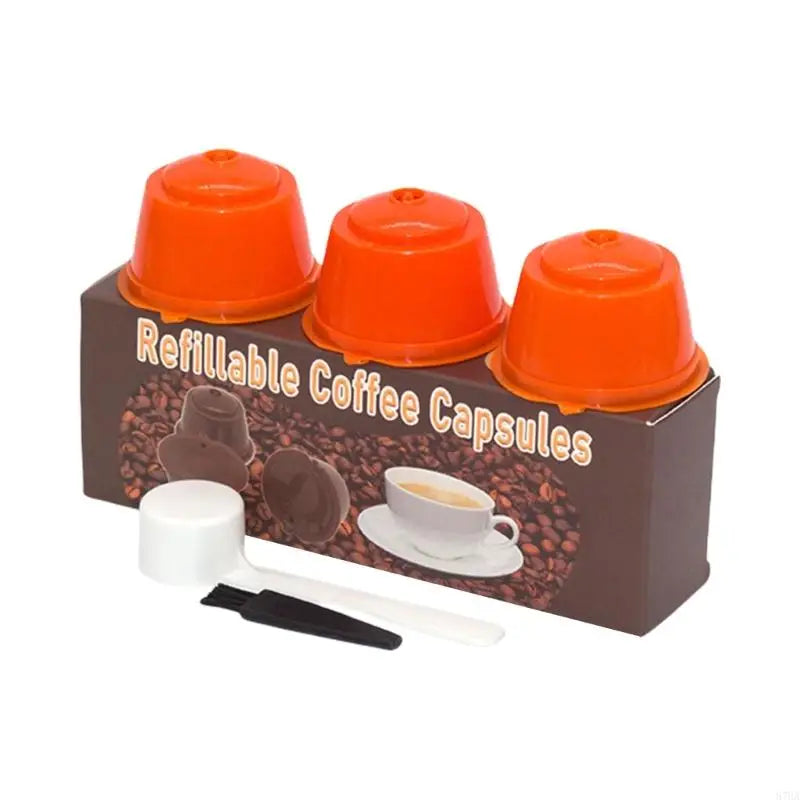 Coffee Pods Filters Set of 3 Reusable Including Cleaning Brush and Spoon Optional Color for Coffee Enthusiasts Present 87HA