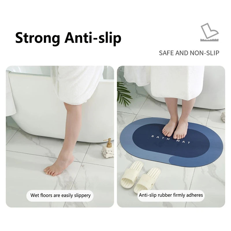 Bathroom Bath Mat Absorbent Anti-slip Diatom Ooze Bath Mats Quick Drying Bath Shower Rug Kitchen Entrance Door Mat Home Floormat